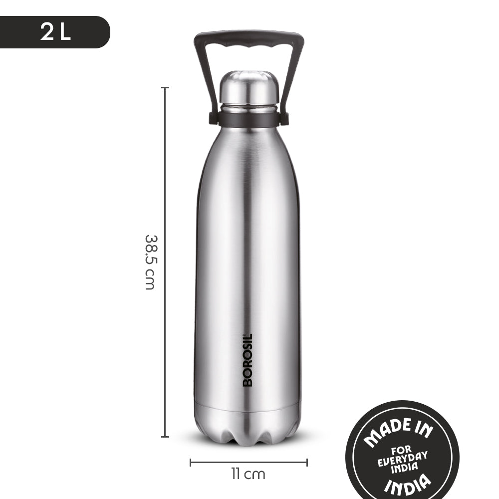 Borosil Bolt Double Wall Bottle (Large Size), 2L