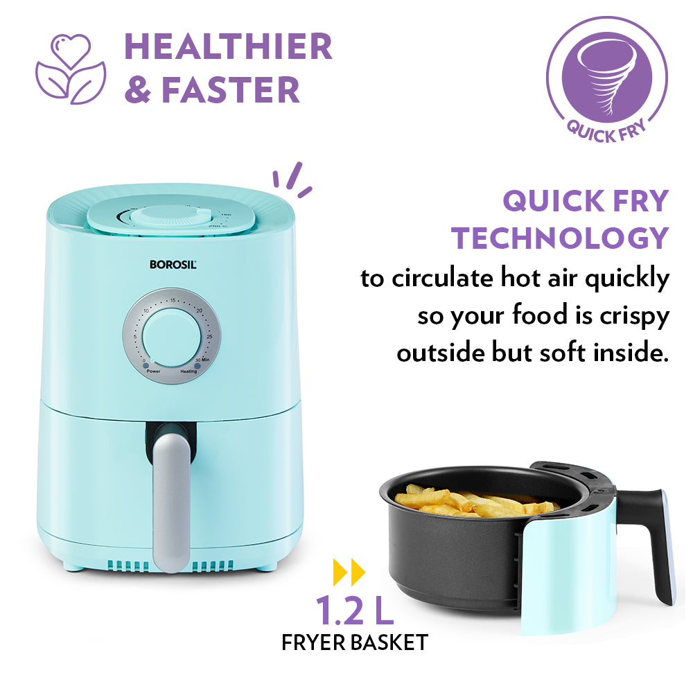 Borosil Best 1.2L Air Fryer-Blue