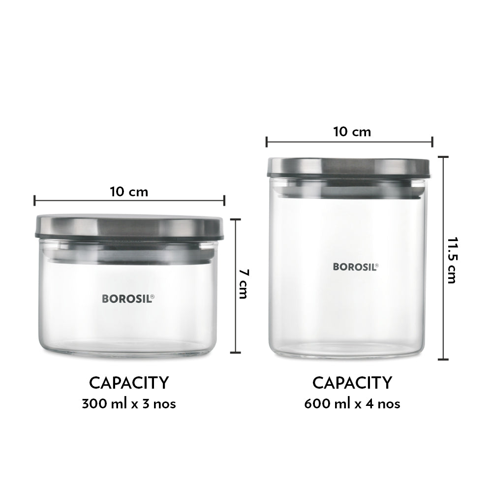 Borosil Spin n Store Tray w 7 Classic Jars