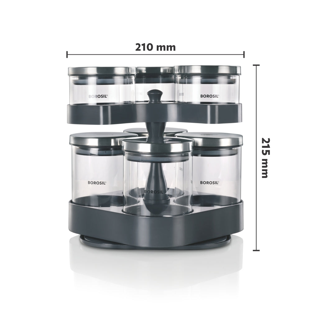 Borosil Spin n Store Tray w 7 Classic Jars