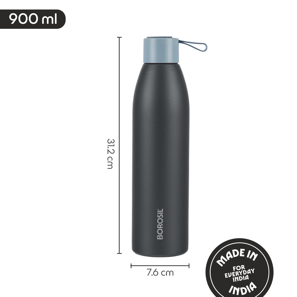 Duomate Vacuum Insulated Stainless Steel Bottle, Black