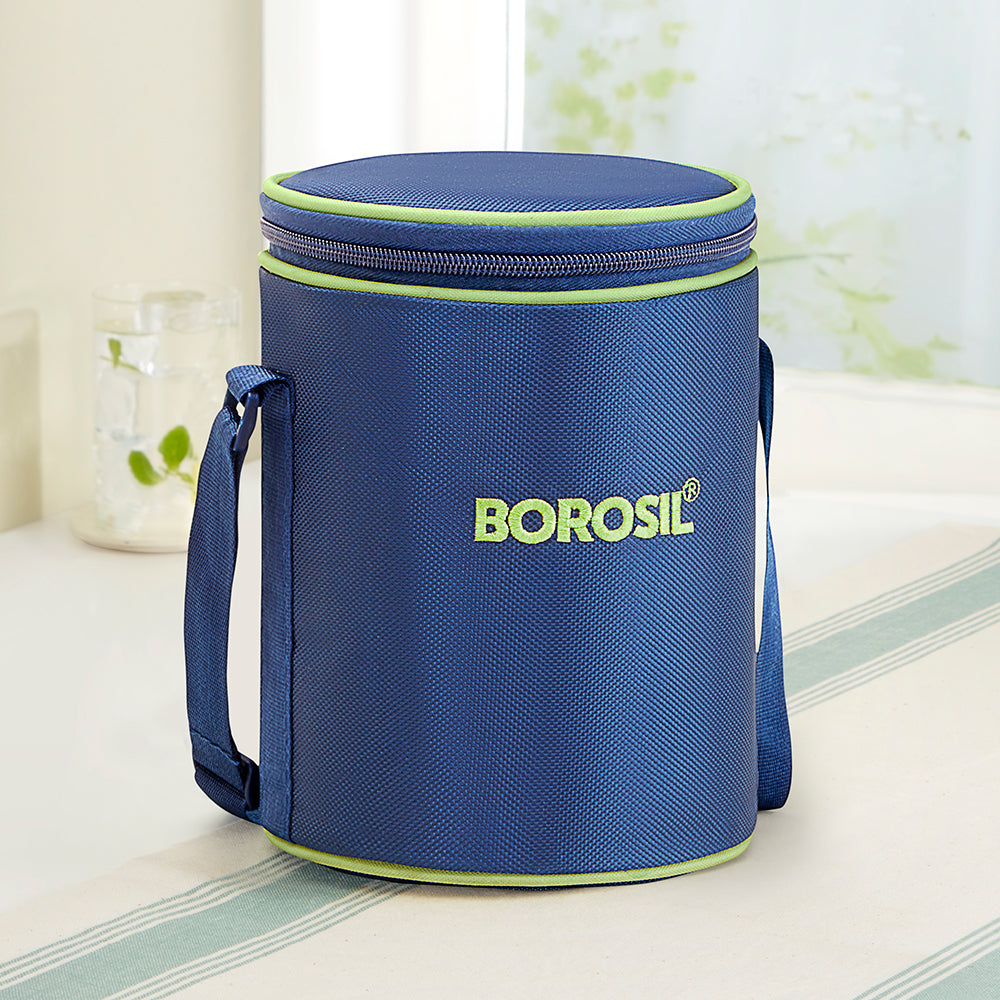 Borosil Blue Lunch Bag, Round For Set of 3 - (400 ml)