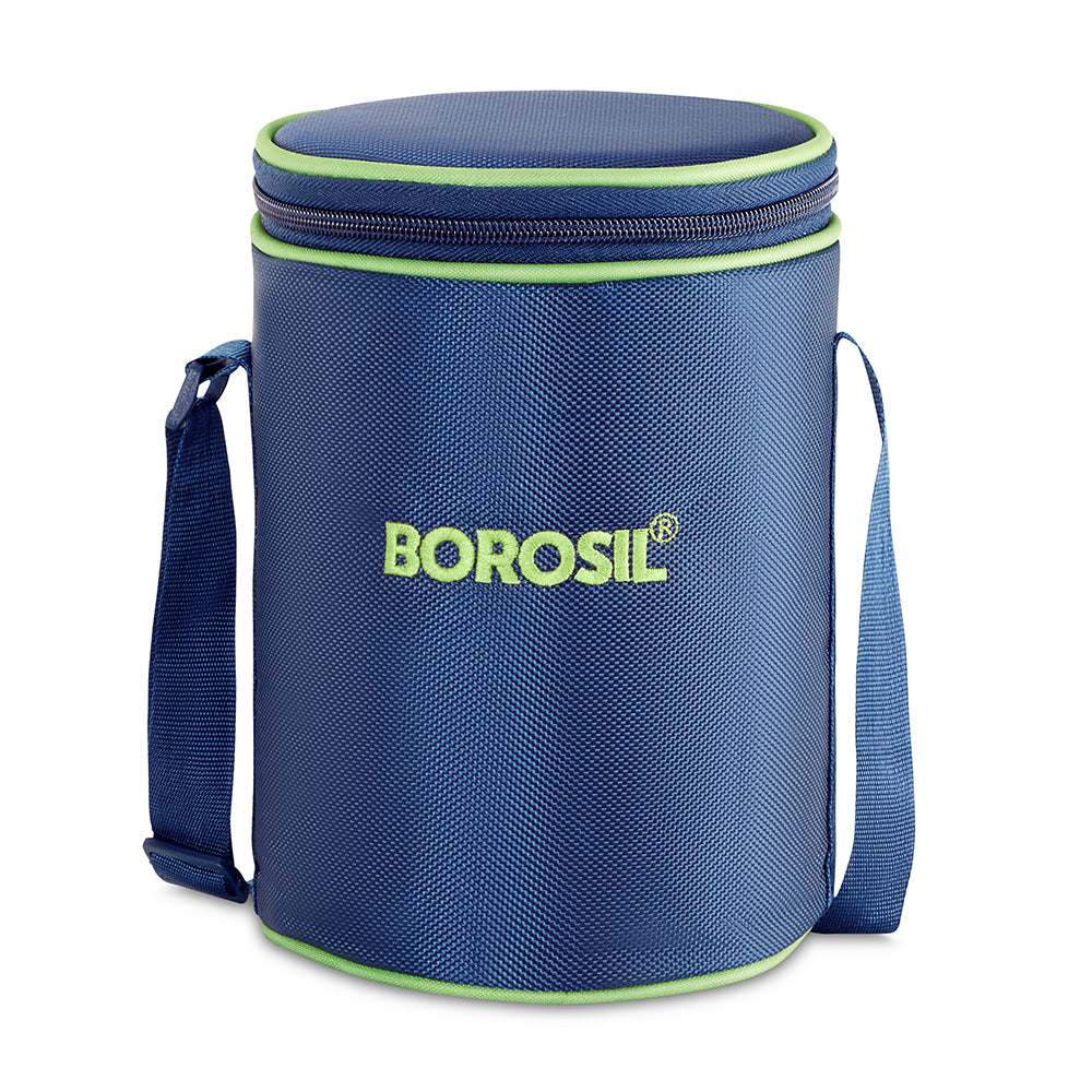 Borosil Blue Lunch Bag, Round For Set of 3 - (400 ml)