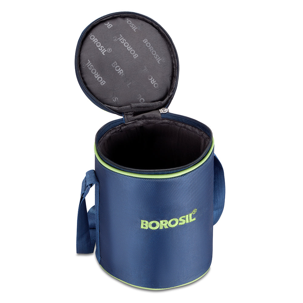 Borosil Blue Lunch Bag, Round For Set of 3 - (400 ml)