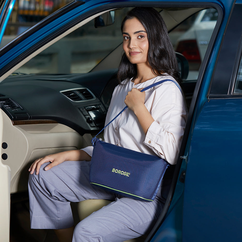 Borosil Blue Lunch Bag, Daisy For Set of 4 - (320 ml & 240 ml)