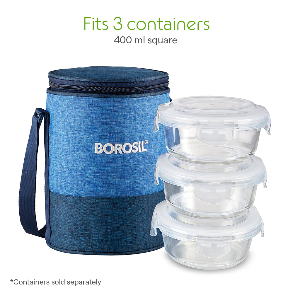 Borosil Prime Lunch Bag, Round For Set of 3 - (400 ml)
