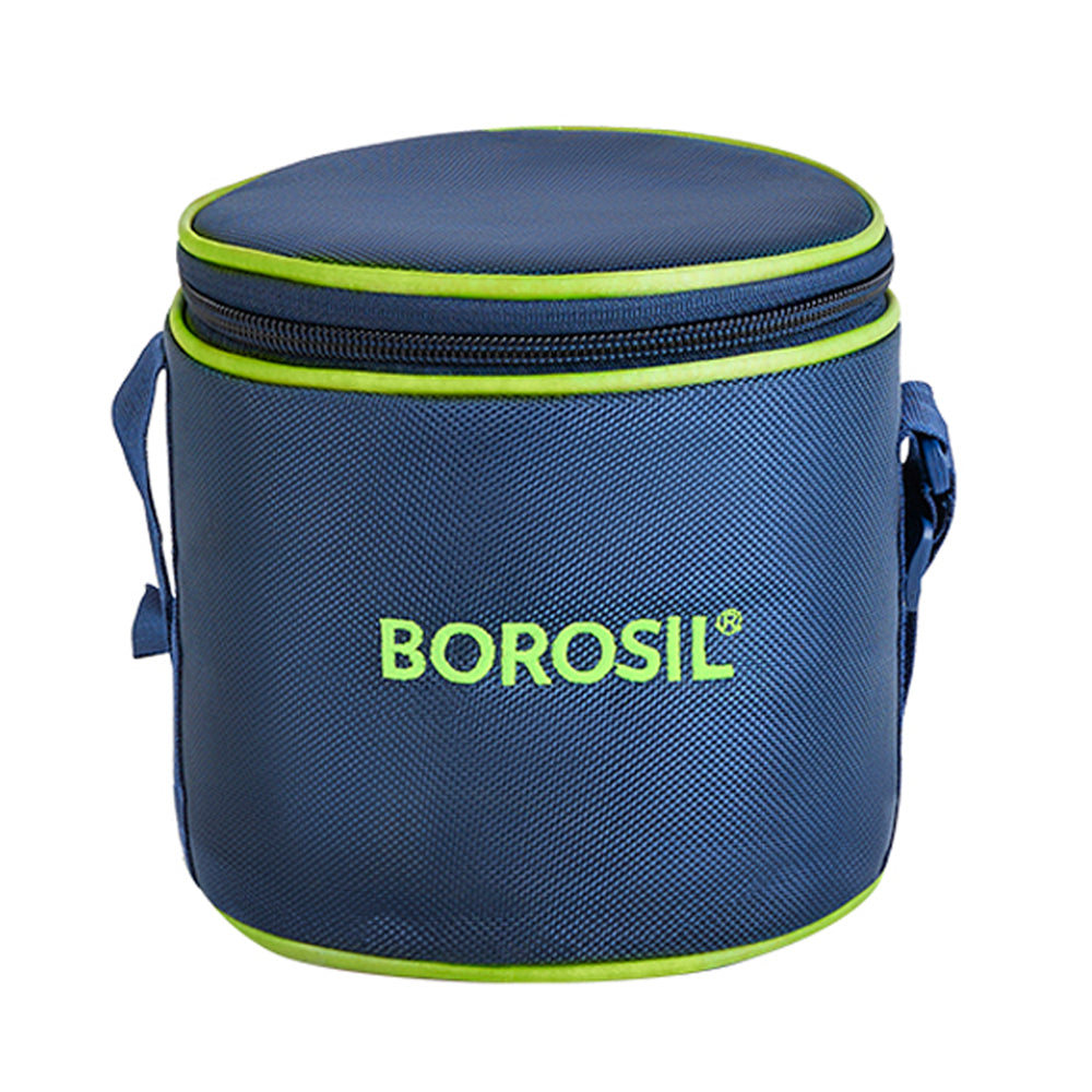 Borosil Blue Tall Lunch Bag, Round For Set of 2 - (400 ml)