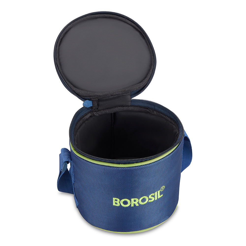 Borosil Blue Tall Lunch Bag, Round For Set of 2 - (400 ml)
