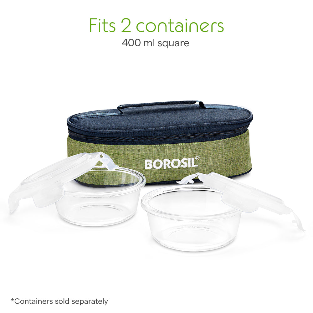 Borosil Ace Flat Lunch Bag, Round For Set of 2 - (400 ml)