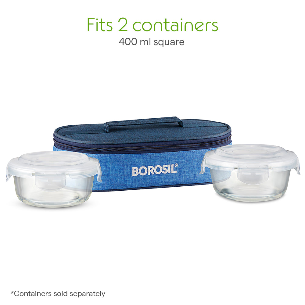 Borosil Prime Flat Lunch Bag, Round For Set of 2 - (400 ml)