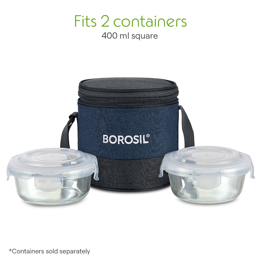 Borosil Elite Tall Lunch Bag, Round For Set of 2 - (400 ml)