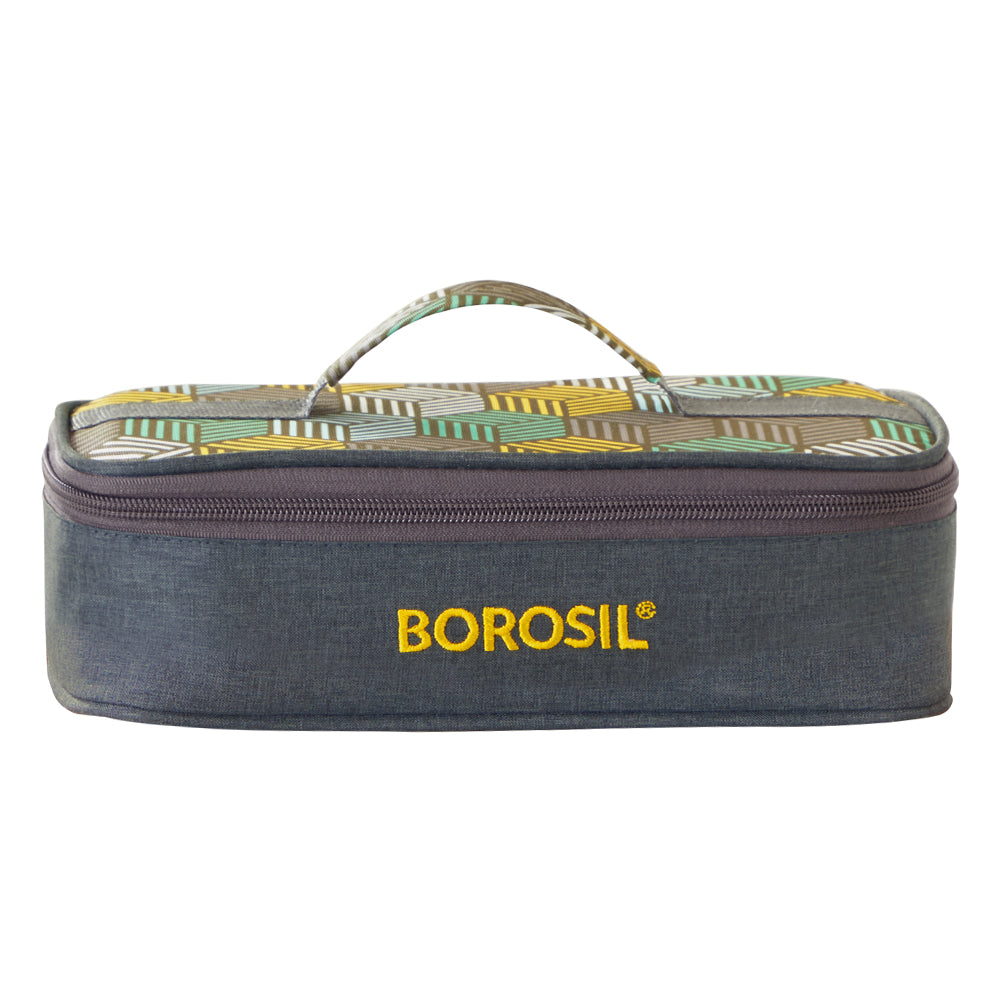 Borosil Foodluck Olive Flat Lunch Bag, Square For Set of 2 - (320 ml)