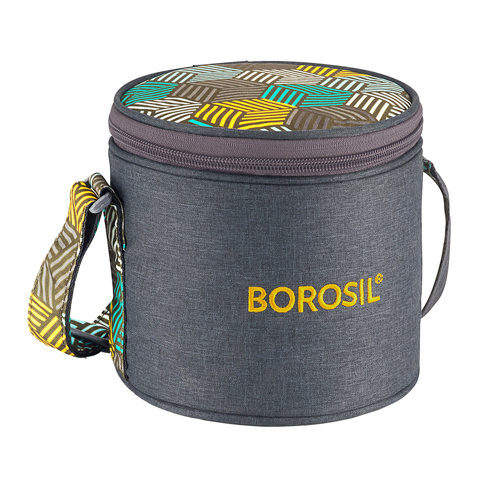 Borosil Foodluck Olive Tall Lunch Bag, Round For Set of 2 - (400 ml)