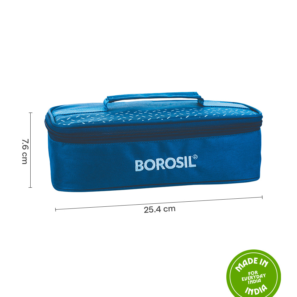 Borosil Teal Flat Lunch Bag, Square For Set of 2 - (320 ml)