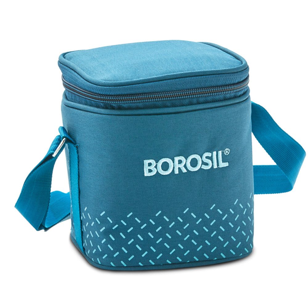 Borosil Teal Tall Lunch Bag, Square For Set of 2 - (320 ml)