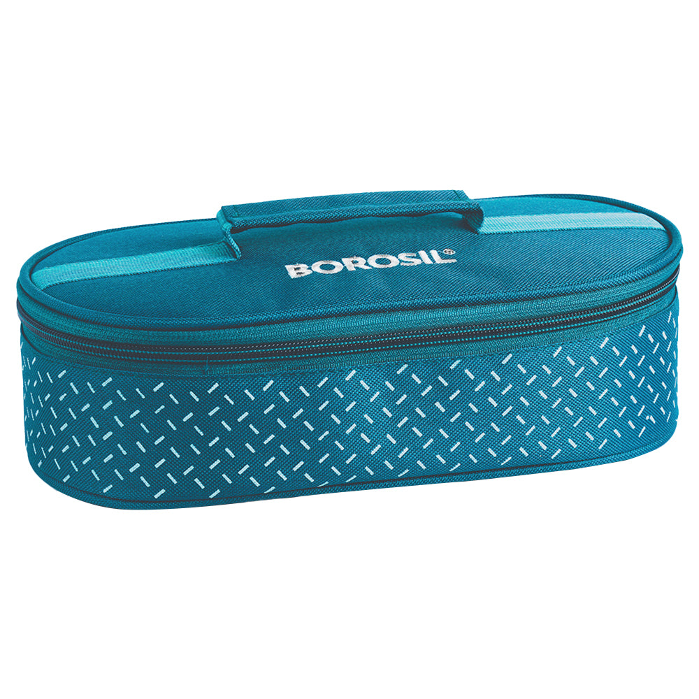 Borosil Teal Flat Lunch Bag, Round For Set of 2 - (400 ml)