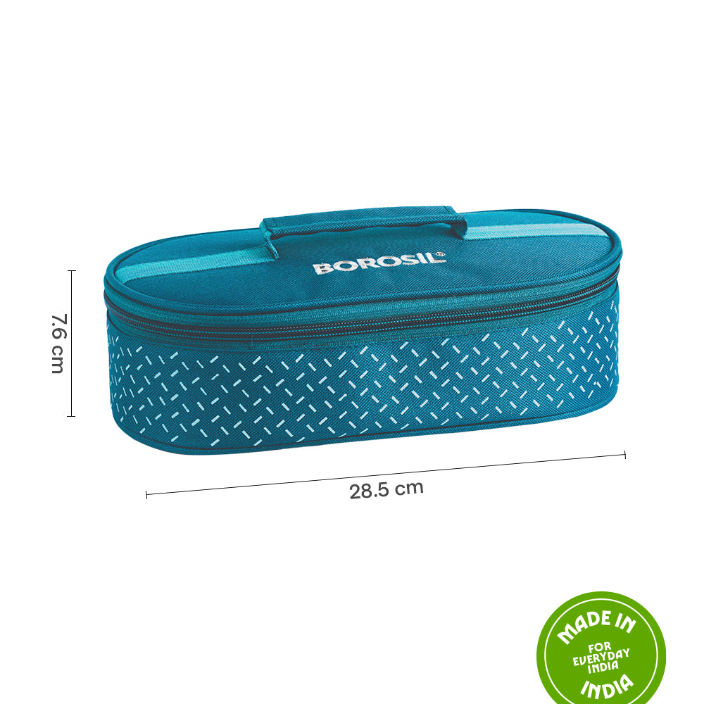 Borosil Teal Flat Lunch Bag, Round For Set of 2 - (400 ml)