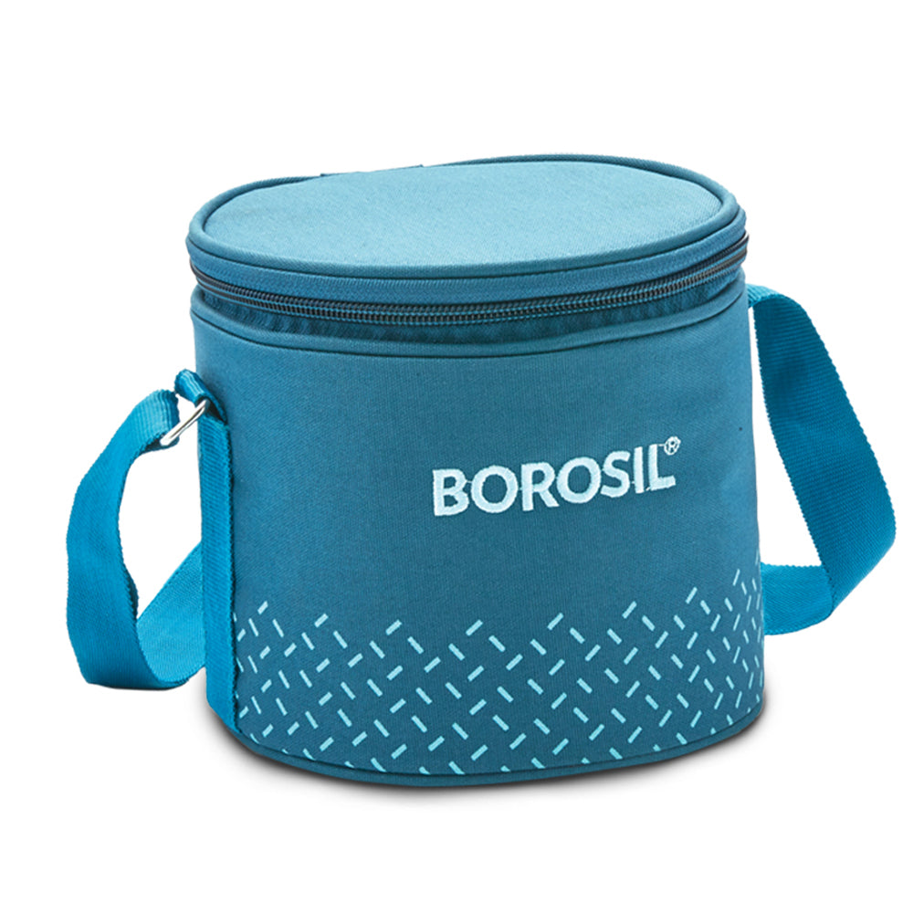 Borosil Teal Tall Lunch Bag, Round For Set of 2 - (400 ml)