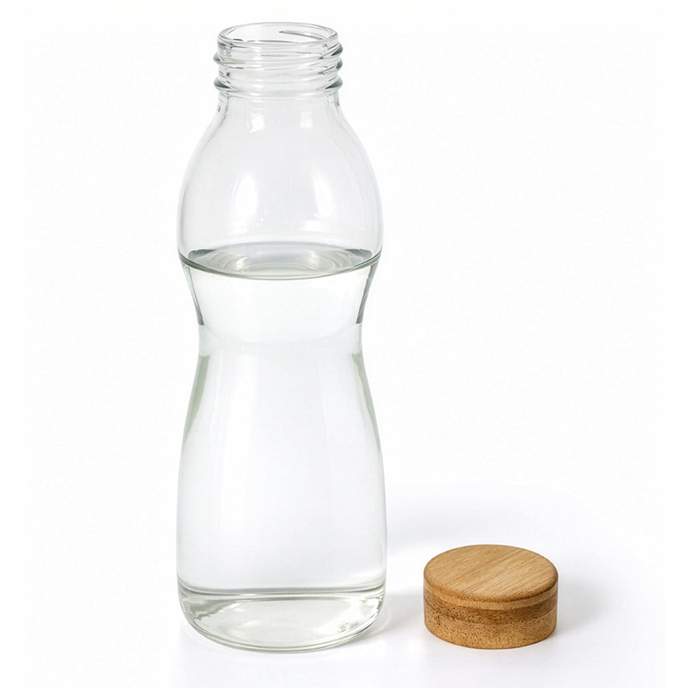 Curve Glass Bottle with Bamboo Lid