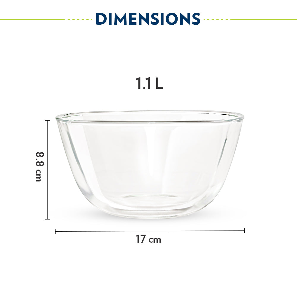 Borosil Square Mixing & Serving Bowl, 1.1L