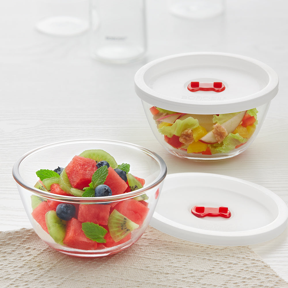 Borosil Mixing Bowl White Lid, Set of 2, 500 ml 500 ml x 2