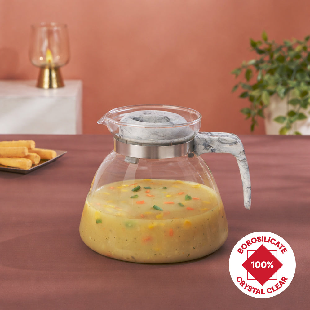 Voila Glass Carafe with Inbuilt Strainer Lid, Gray