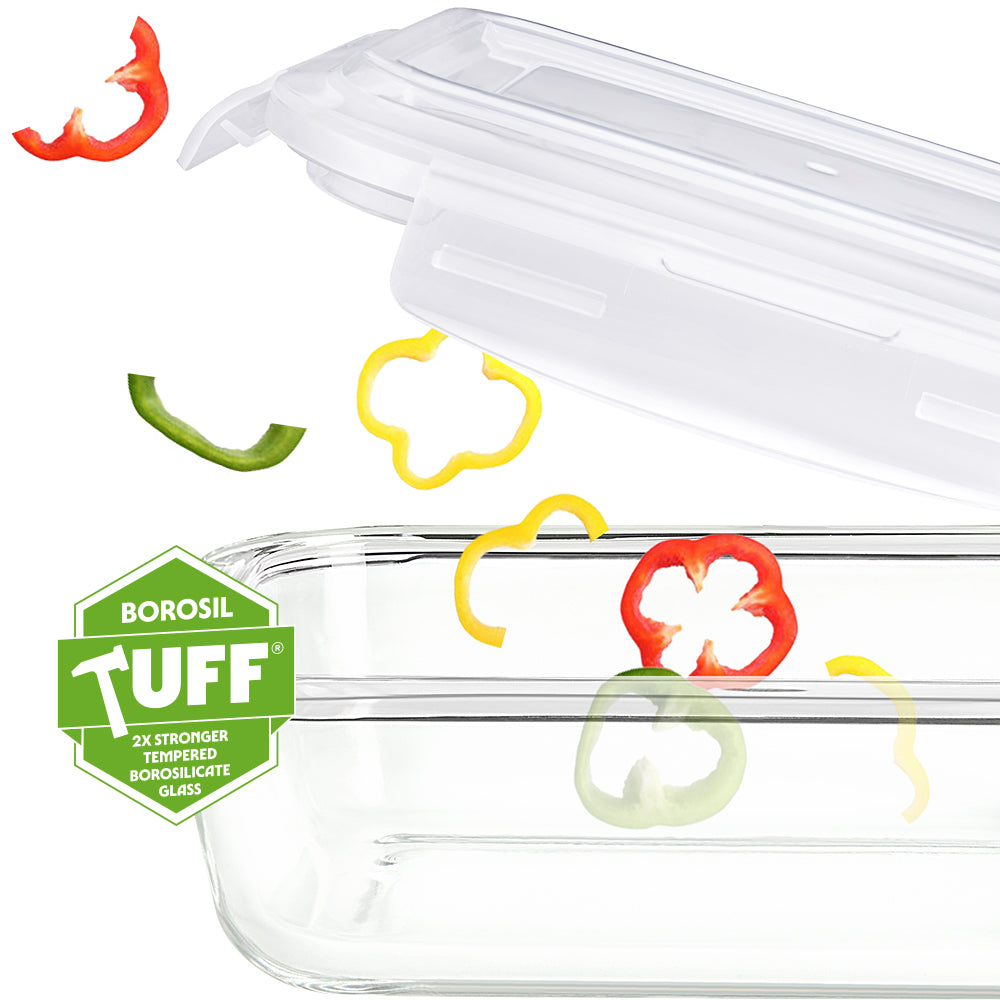 Borosil Klip n Store Rectangular Glass Container, 640 ml
