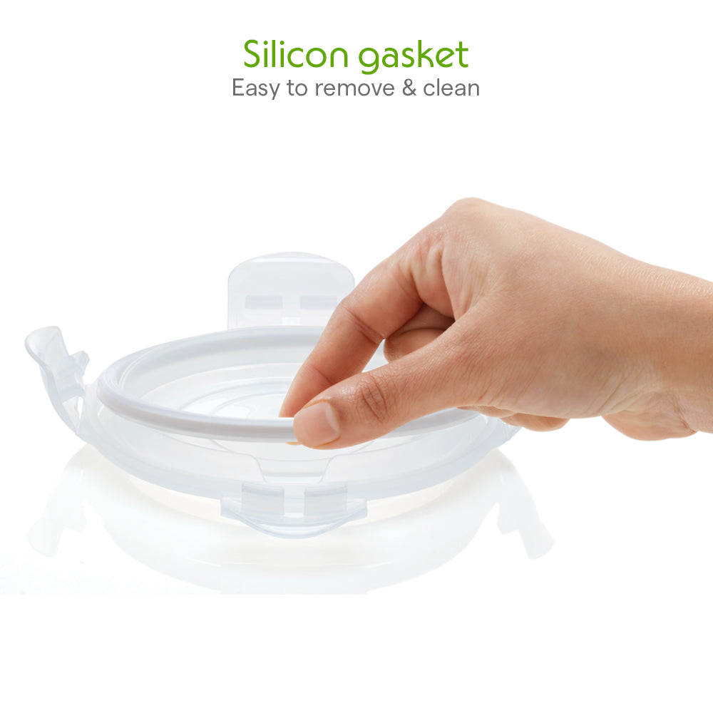 Borosil Klip n Store Round Glass Container, 400 ml