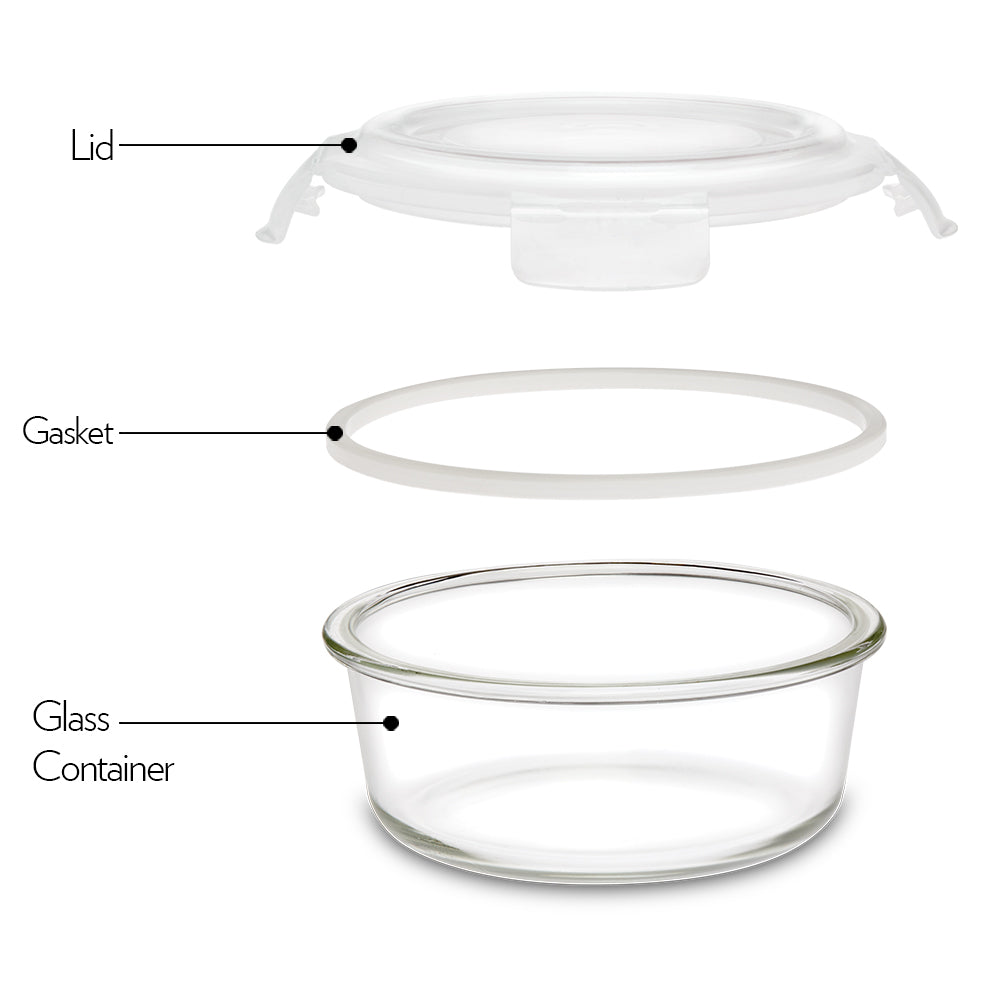 Borosil Klip n Store Round Set of 2 Glass Container, 400 ml x 2 400 ml x 2