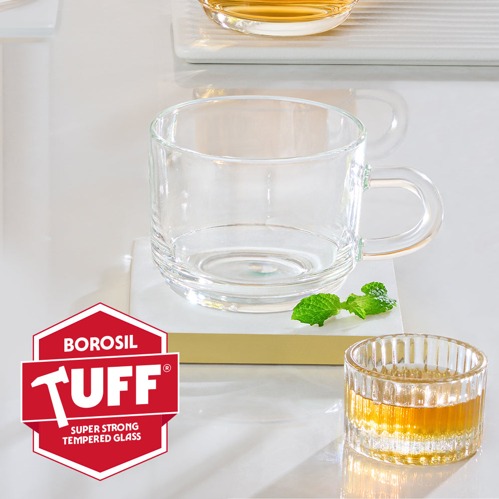 Borosil Chai Time Mugs, Set of 2, 210ml