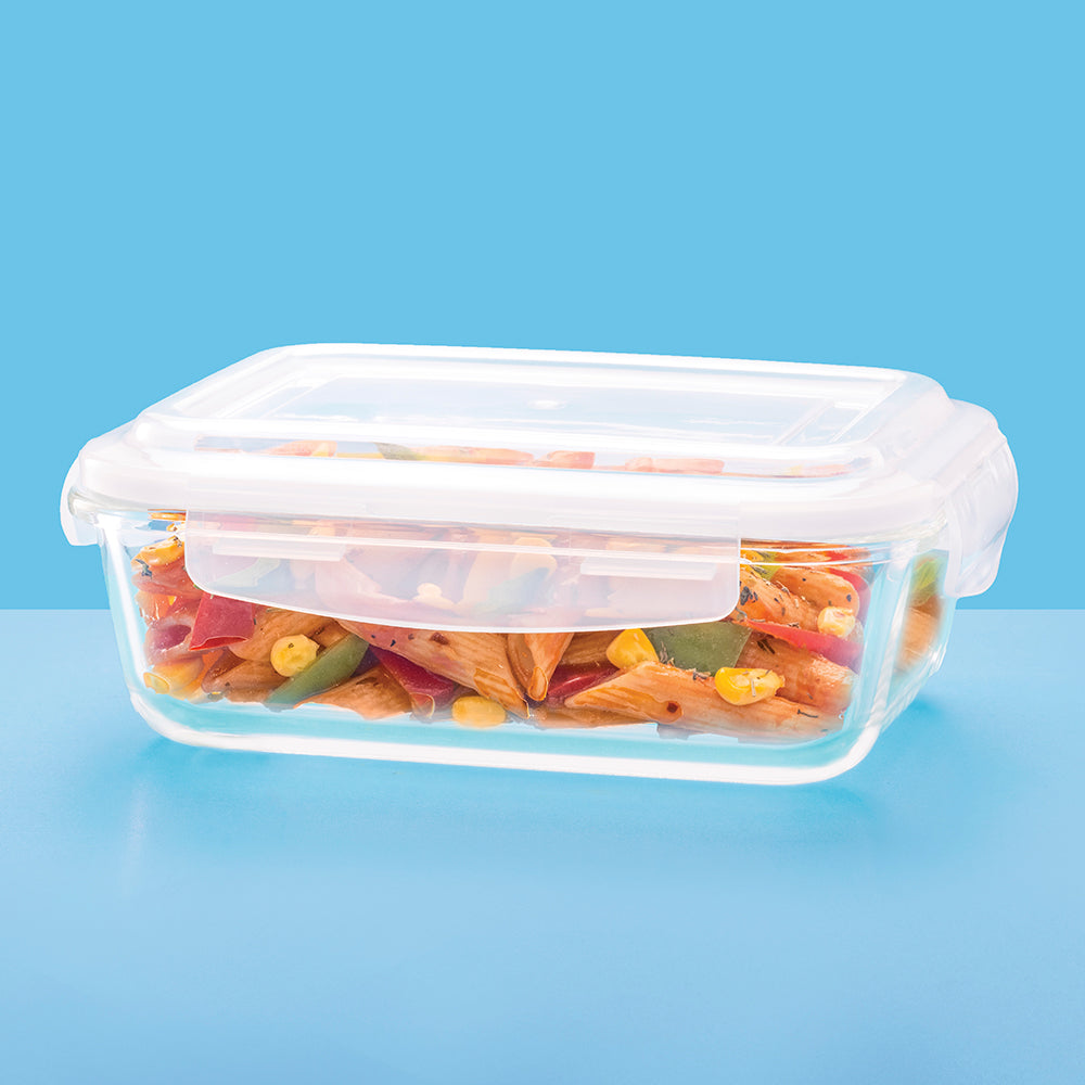 Larah Everyday Klip n Store Rectangular Glass Container, 1.04L