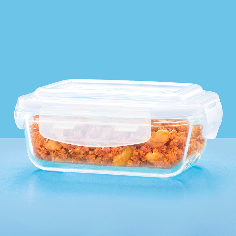 Larah Everyday Klip n Store Rectangular Glass Container, 1.04L