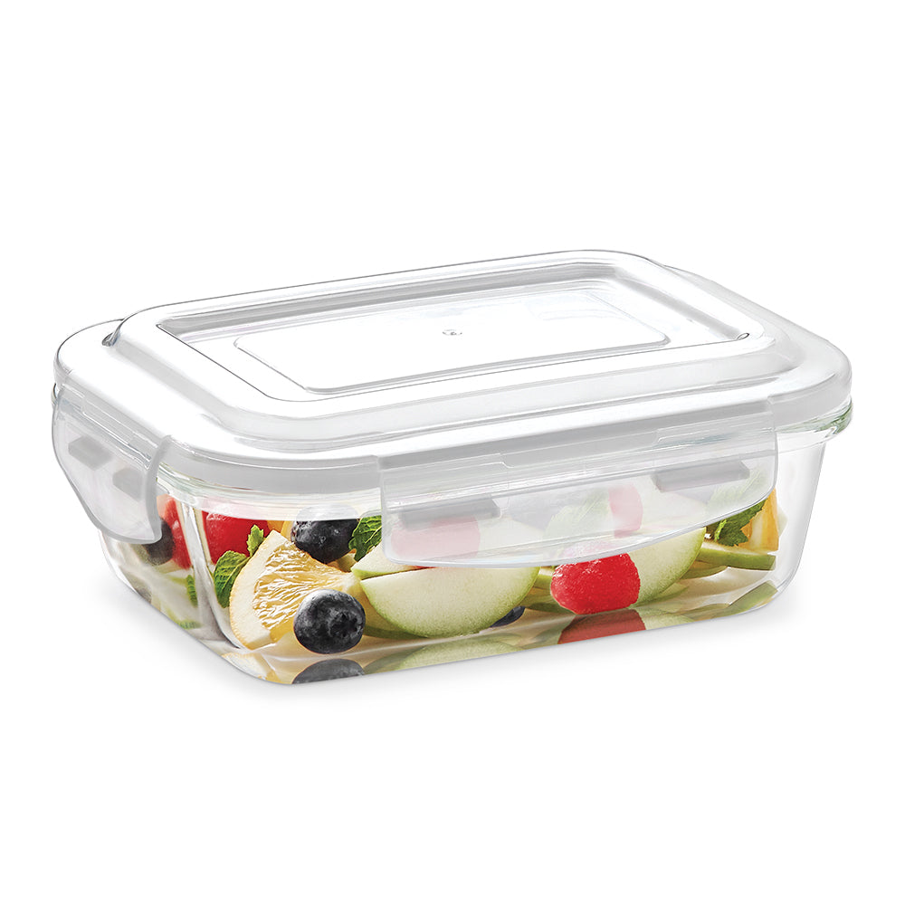 Larah Everyday Klip n Store Rectangular Glass Container, 1.04L