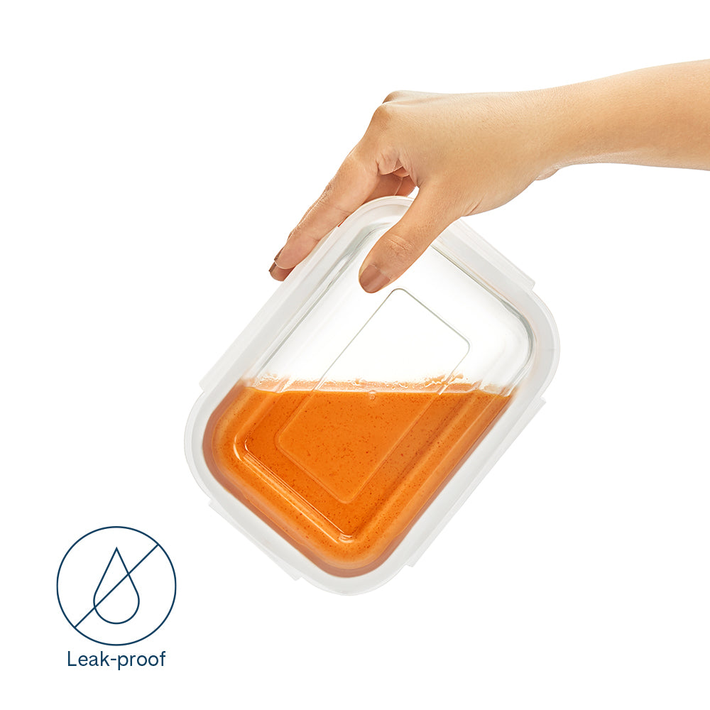 Larah Everyday Klip n Store Rectangular Glass Container, 1.04L