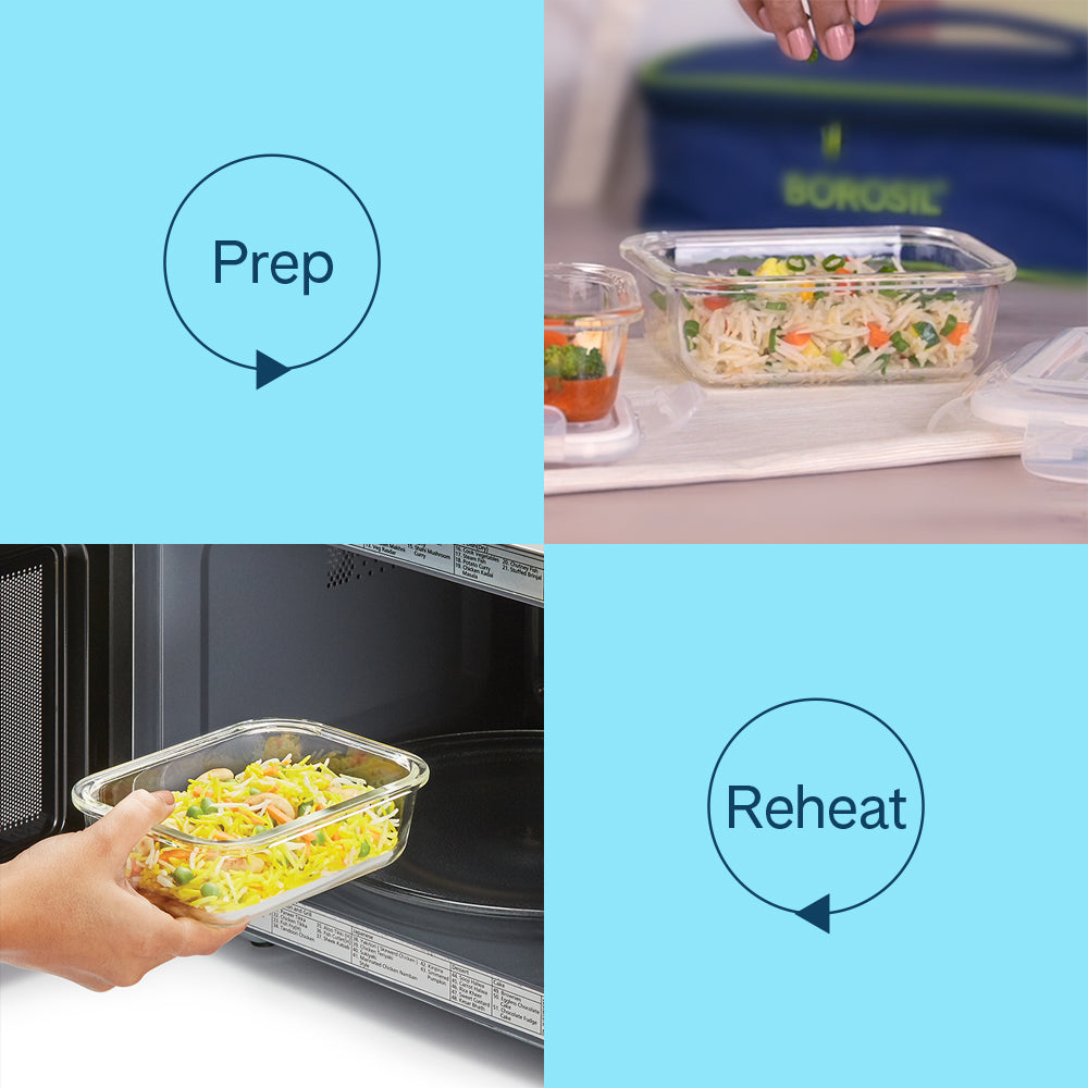 Larah Everyday Klip n Store Rectangular Glass Container, 1.04L