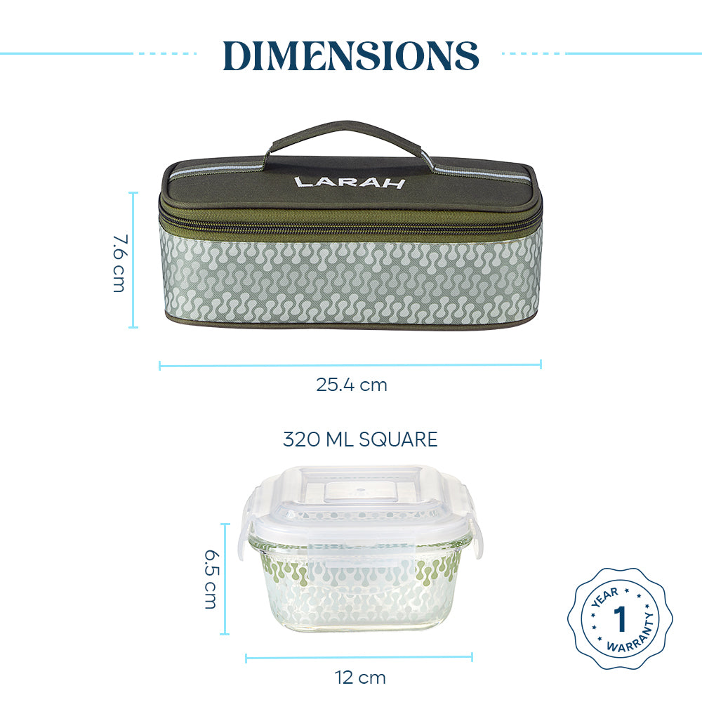 Larah Gracia Glass Lunchbox, Square x 2 (Flat)