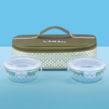 Larah Gracia Glass Lunchbox, Round x 2 (Flat)