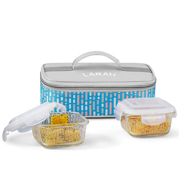 Larah Vogue Glass Lunchbox, Square x 2 (Flat)