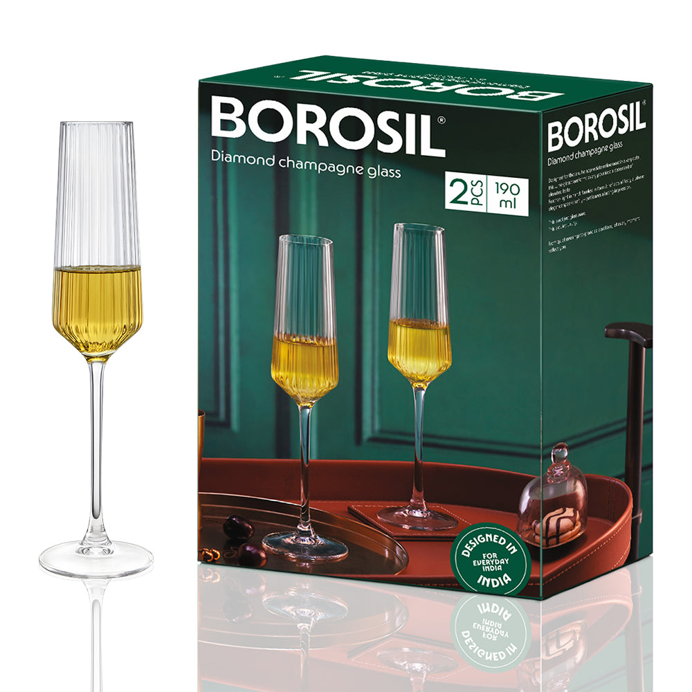 Diamond Champagne Glass, Set of 2