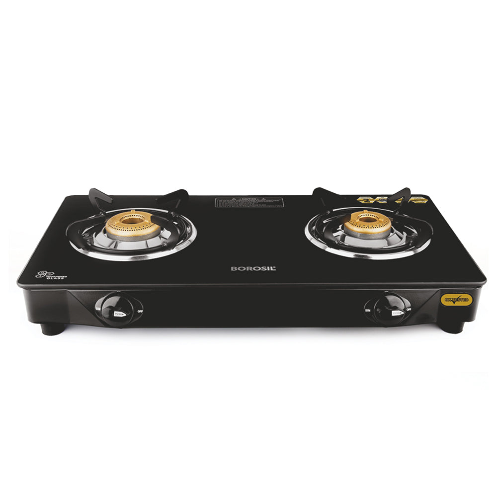 Borosil Flame plus Glass-top Gas stove, 2 Burners