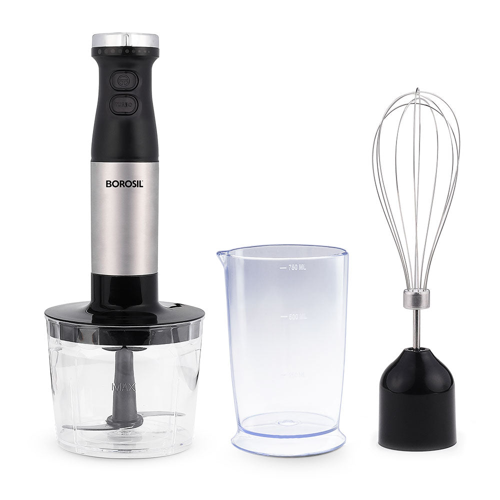 Borosil Smartblend 800W Hand Blender with Chopper & Whisker, W07