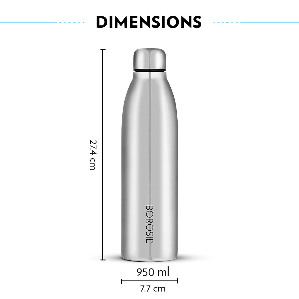 Borosil Juno Single Wall Bottle, 950ml