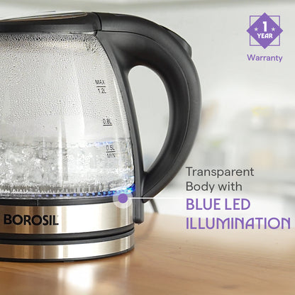 Crystal 1.2L Electric Glass Kettle, 1350 W