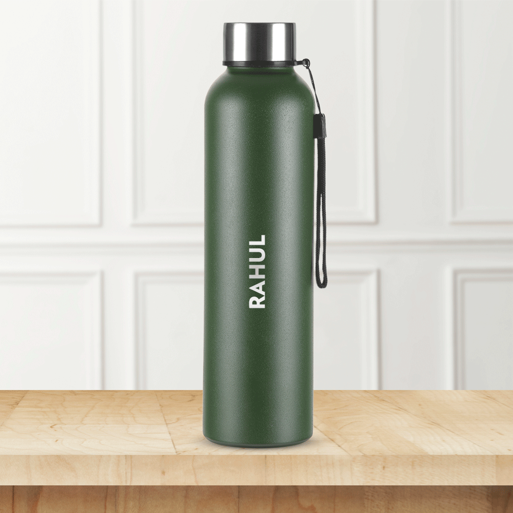 Borosil Laguna SS Bottle Green, 1L, Personalised