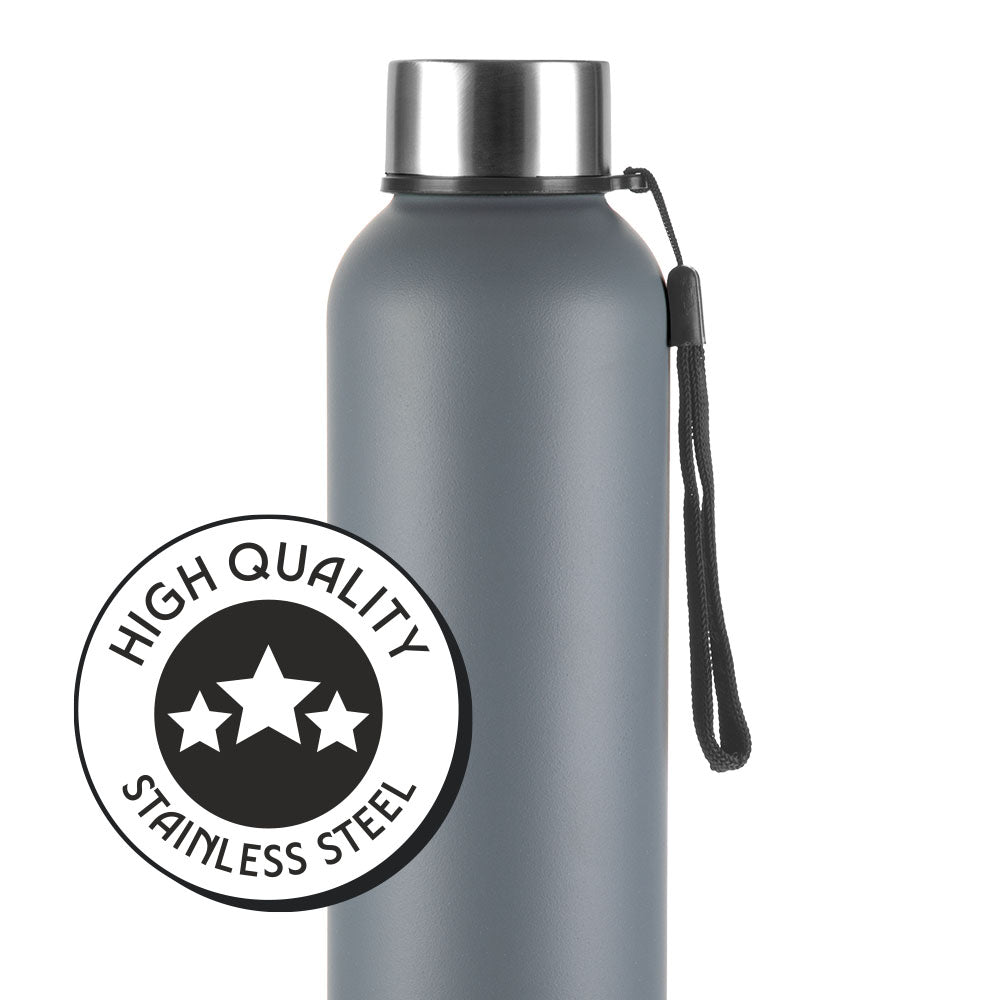 Borosil Laguna SS Bottle, Grey, 1L, Personalised