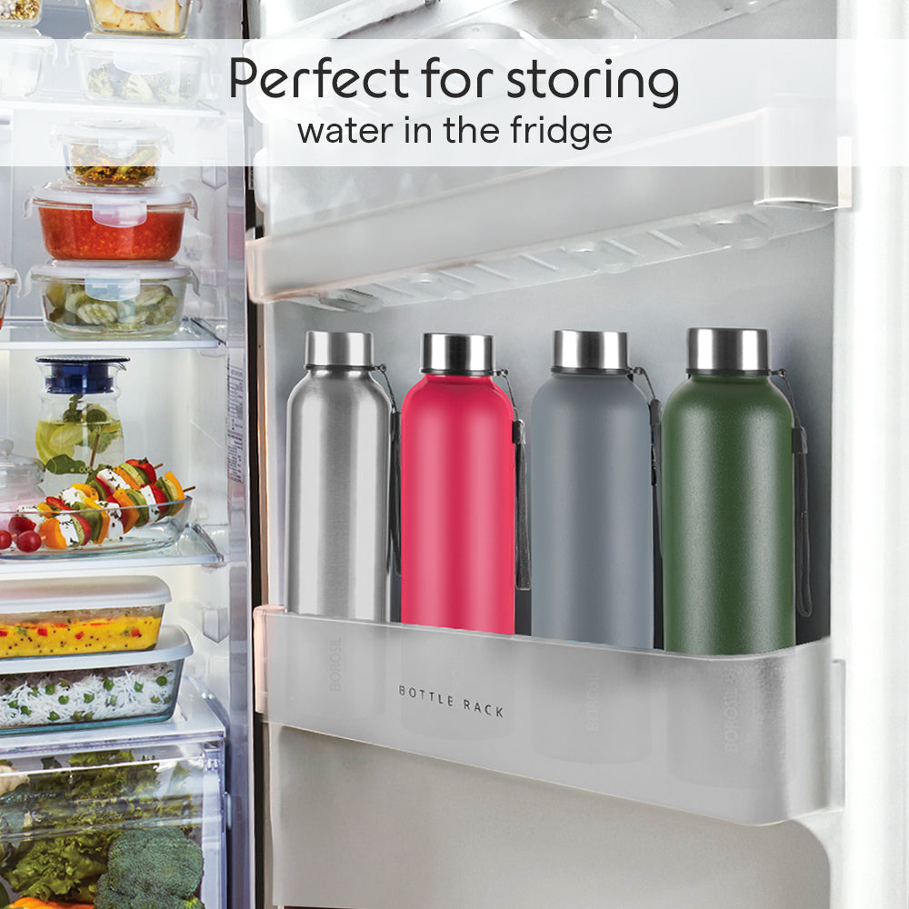 Borosil Laguna SS Bottle, Grey, 1L, Personalised