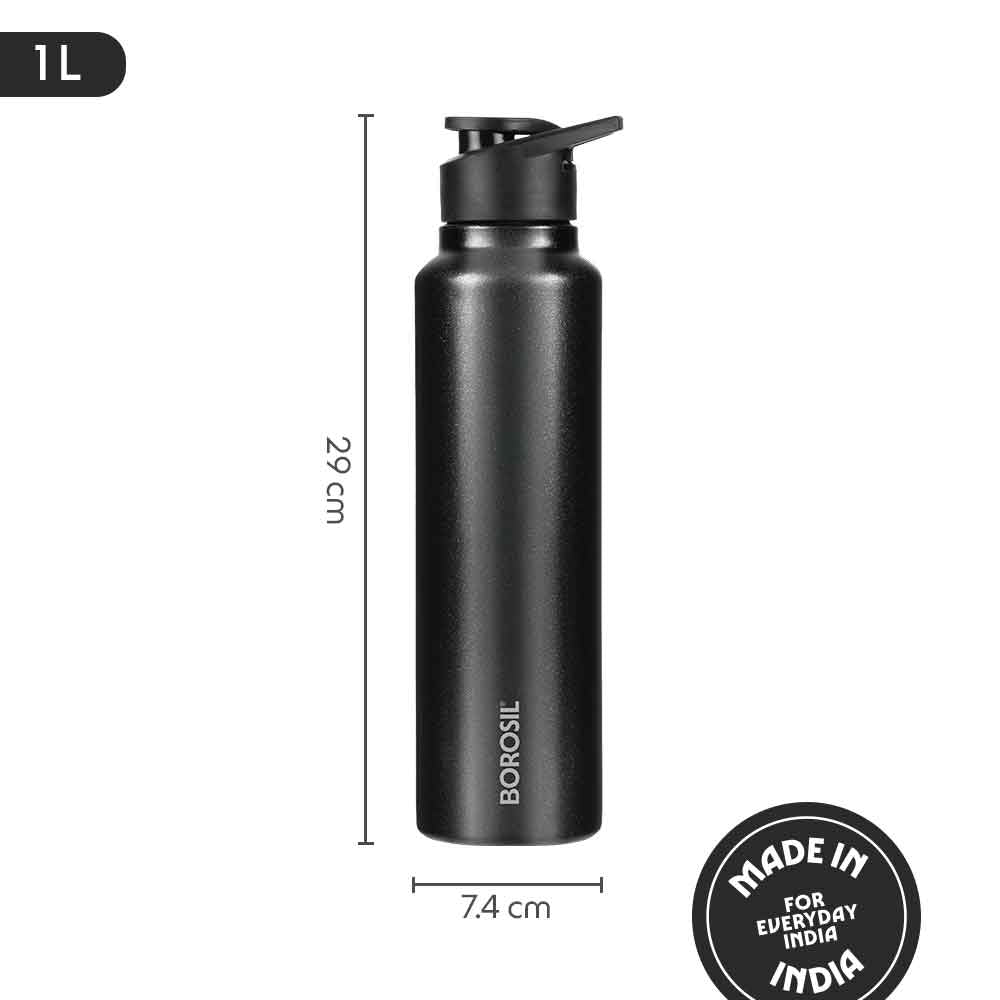 Borosil SipFresh SS Single Wall Bottle, Galaxy, 1 L