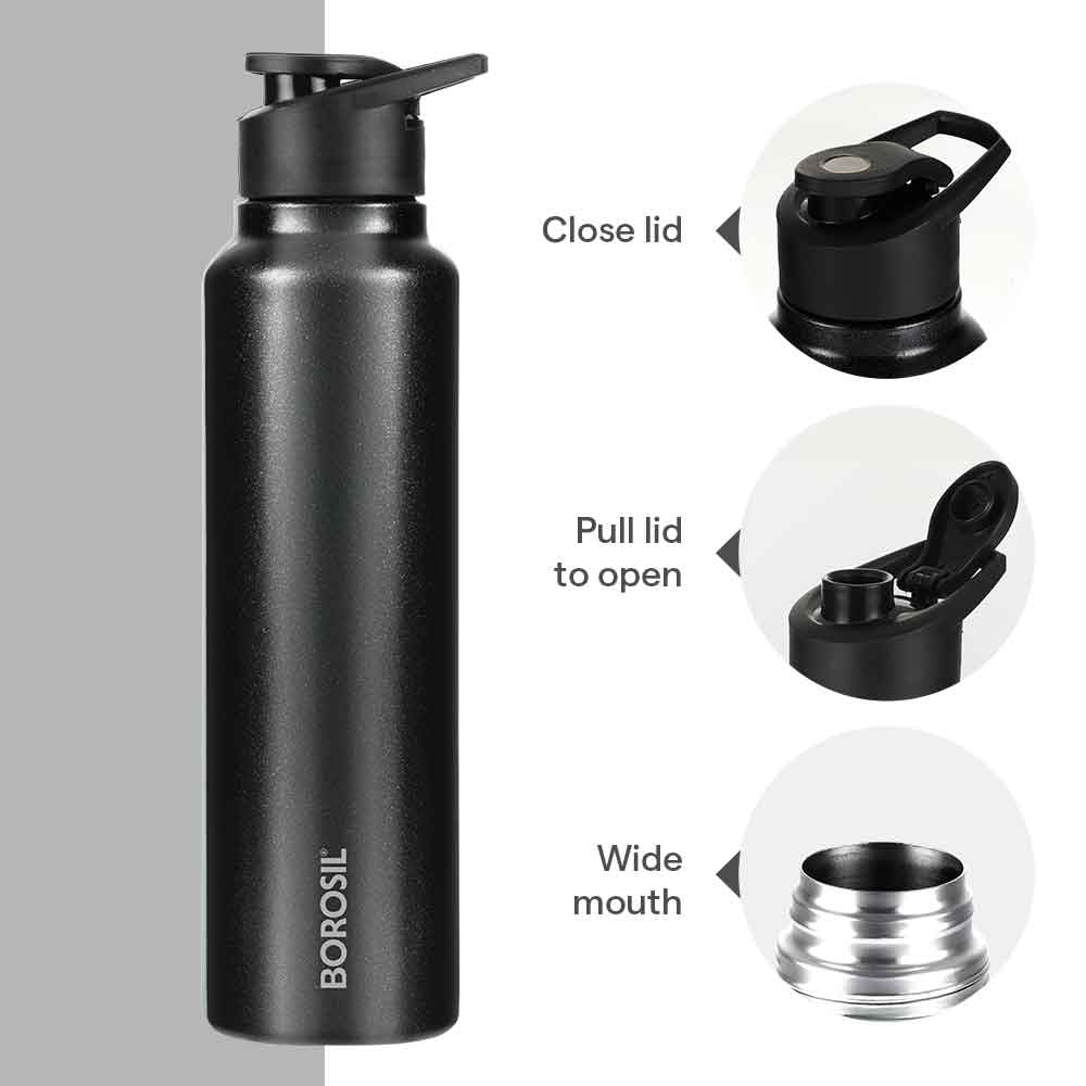 Borosil SipFresh SS Single Wall Bottle, Galaxy, 1 L