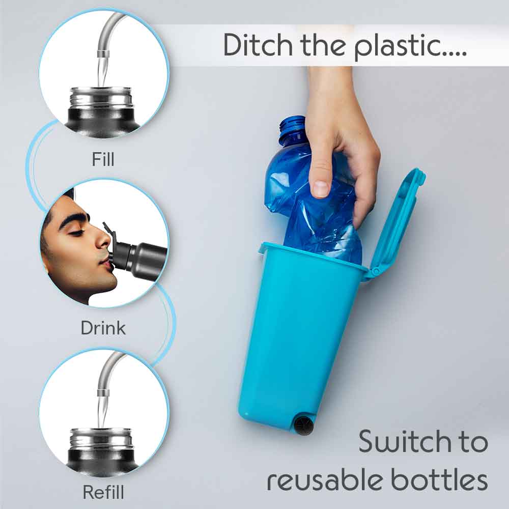 Borosil SipFresh SS Single Wall Bottle, Galaxy, 1 L