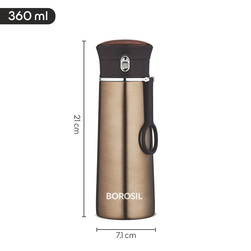 Borosil Travelease Brown Personalise, 360ml